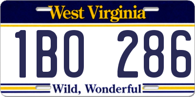 WV license plate 1BO286