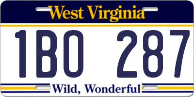 WV license plate 1BO287