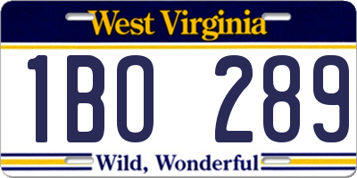 WV license plate 1BO289