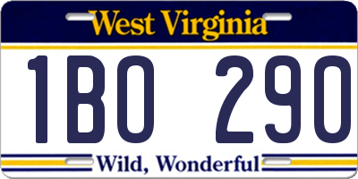 WV license plate 1BO290