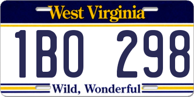 WV license plate 1BO298