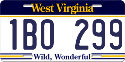WV license plate 1BO299
