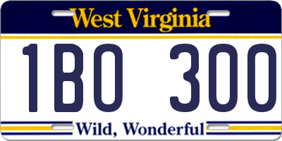 WV license plate 1BO300
