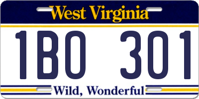 WV license plate 1BO301
