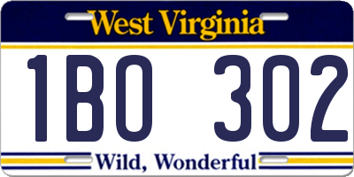 WV license plate 1BO302