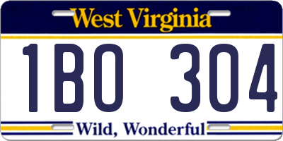 WV license plate 1BO304