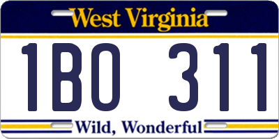 WV license plate 1BO311