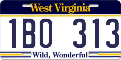 WV license plate 1BO313