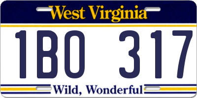 WV license plate 1BO317