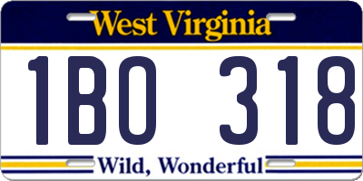 WV license plate 1BO318