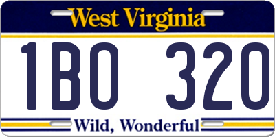 WV license plate 1BO320