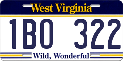 WV license plate 1BO322