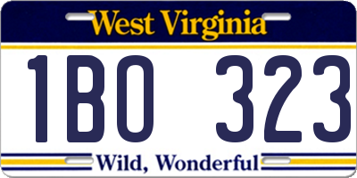 WV license plate 1BO323