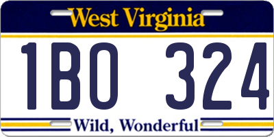 WV license plate 1BO324