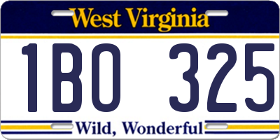 WV license plate 1BO325