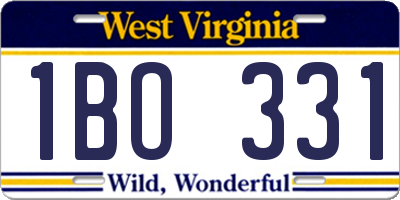 WV license plate 1BO331