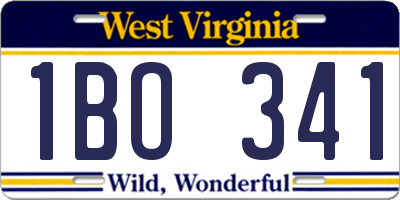 WV license plate 1BO341