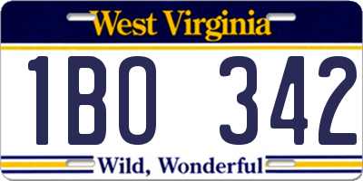 WV license plate 1BO342