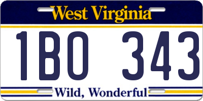 WV license plate 1BO343
