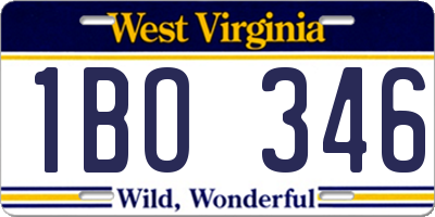 WV license plate 1BO346