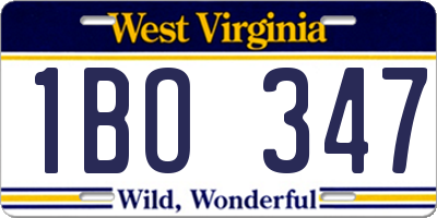 WV license plate 1BO347