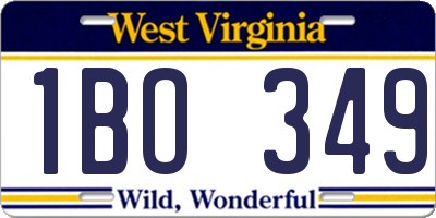 WV license plate 1BO349