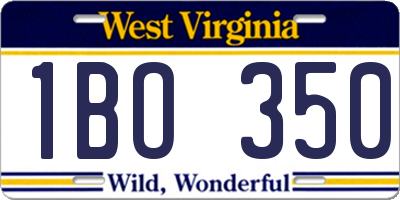 WV license plate 1BO350