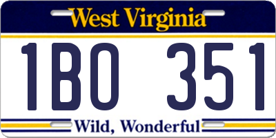 WV license plate 1BO351