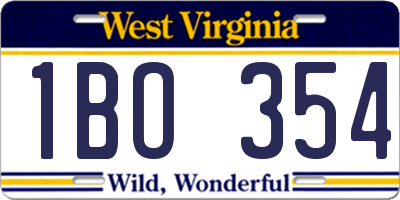 WV license plate 1BO354