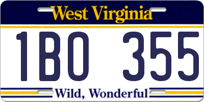 WV license plate 1BO355