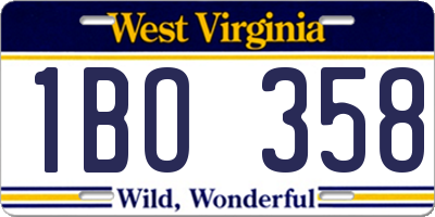 WV license plate 1BO358