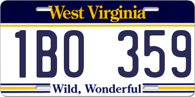 WV license plate 1BO359