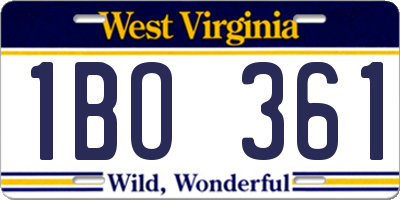 WV license plate 1BO361