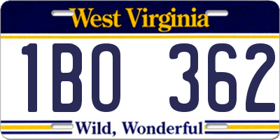 WV license plate 1BO362