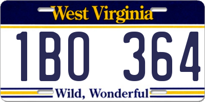 WV license plate 1BO364