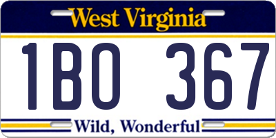 WV license plate 1BO367