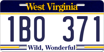 WV license plate 1BO371