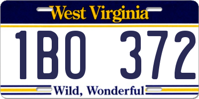 WV license plate 1BO372