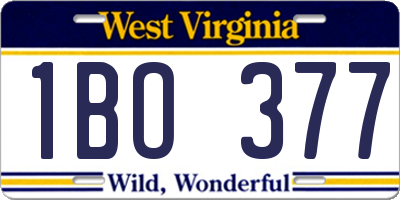 WV license plate 1BO377