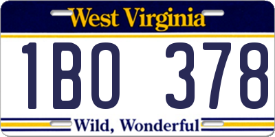 WV license plate 1BO378
