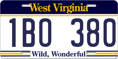 WV license plate 1BO380