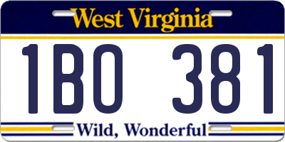 WV license plate 1BO381