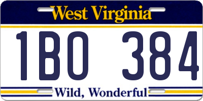 WV license plate 1BO384