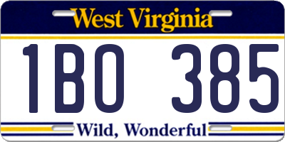 WV license plate 1BO385