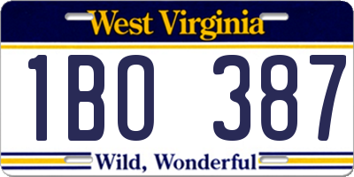 WV license plate 1BO387