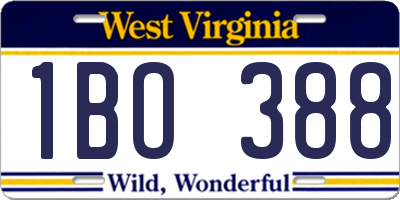 WV license plate 1BO388