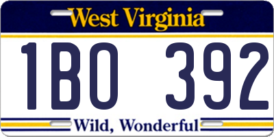 WV license plate 1BO392