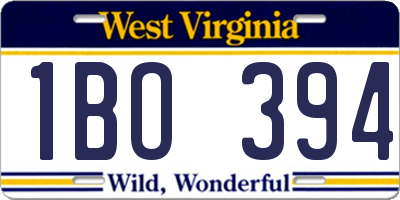 WV license plate 1BO394