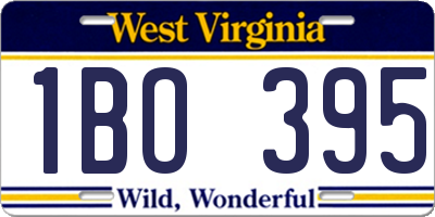 WV license plate 1BO395