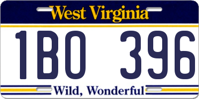 WV license plate 1BO396